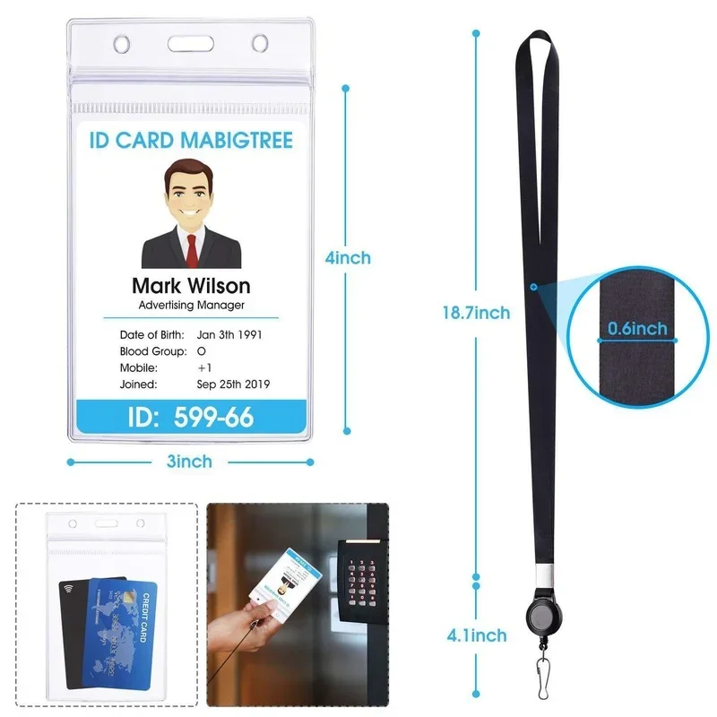 Imagem -05 - Staff id Work Card Capa com Cordão Exposição Nome Badge Holder Cinta no Pescoço Pass Access Bus Card Sleeve Case Transparente 1pc