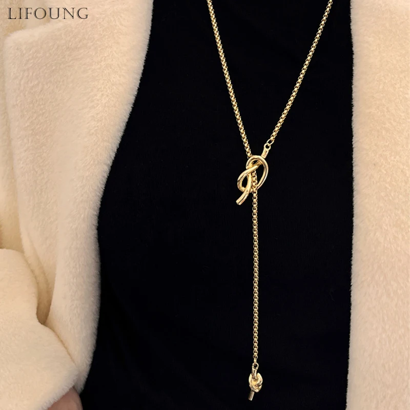 Sweater Chain Necklace For Women Metal Long Drop Fashion Jewelry Girl New Trendy Accessories Gifts Designer Trendy Style 2023282