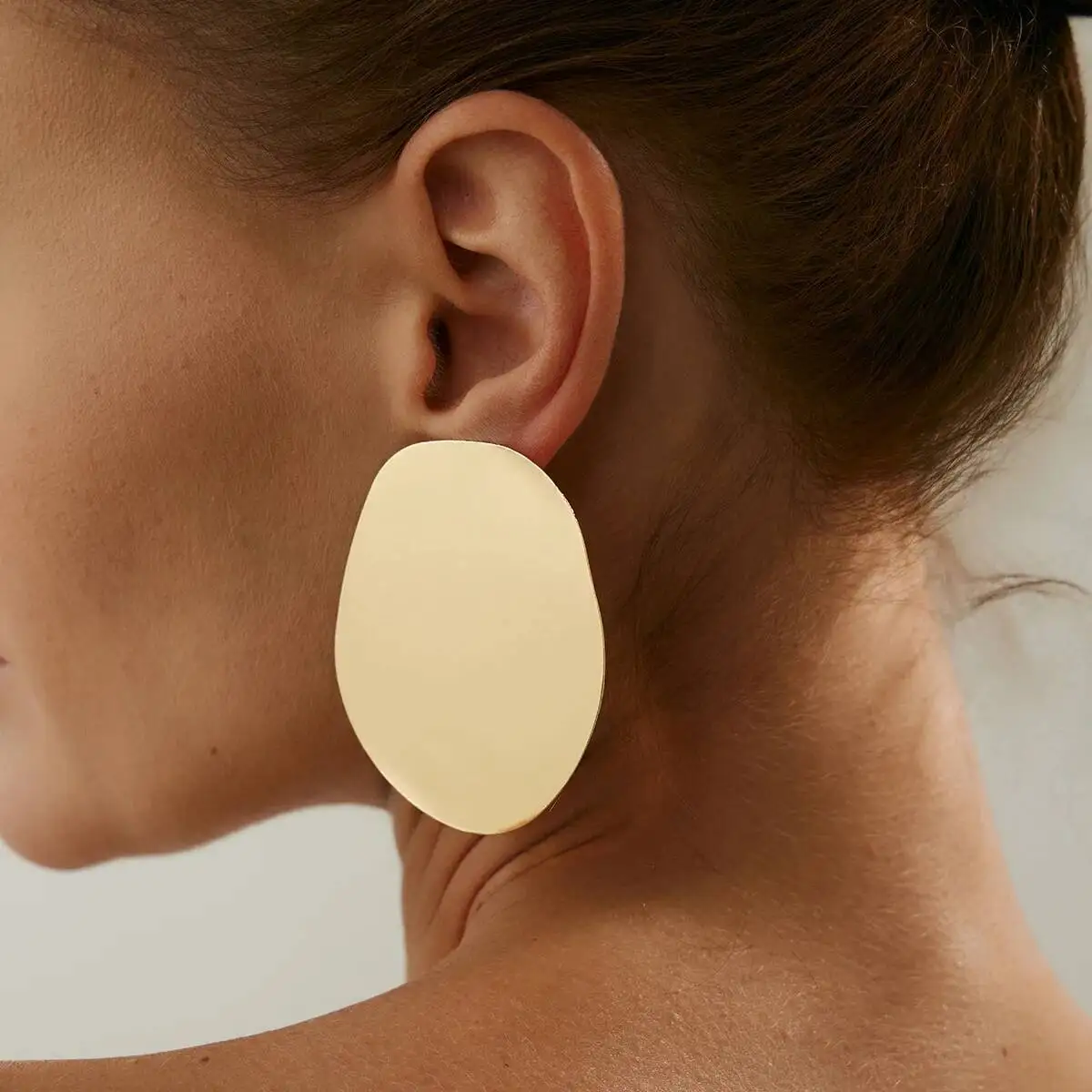 

Exaggerated Smooth Metal Big Geometric Stud Earrings Women Trendy Hip Hop Gold Color Piercing Earrings Aesthetics Jewelry