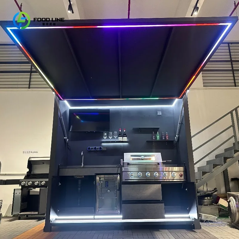 New Modular SS304 Outdoor BBQ Kitchen with Disassemble Closable Shed BBQ Grills and Sink&fridge Combo for Family Party