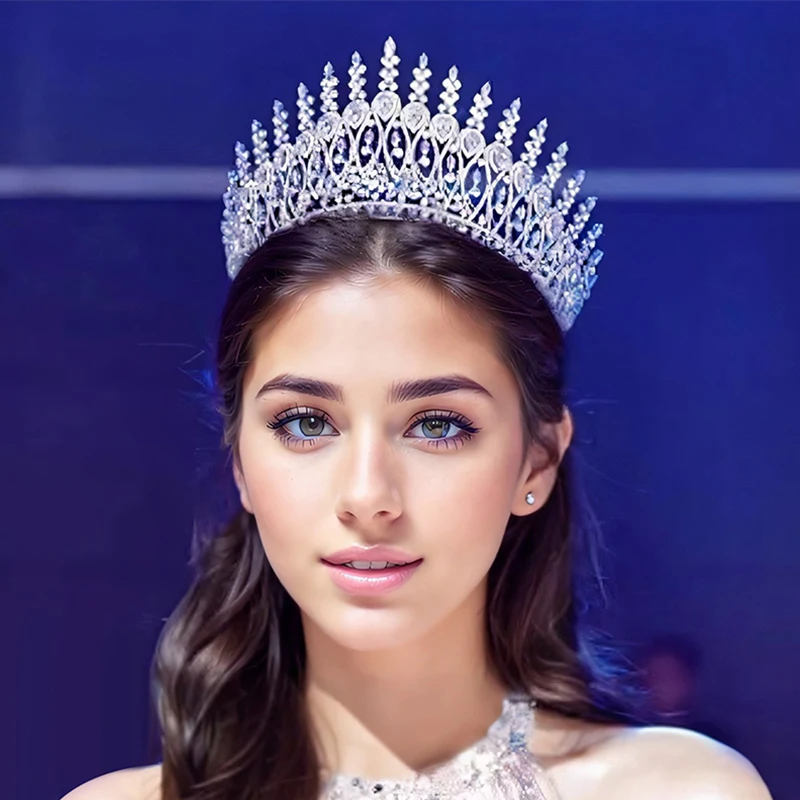 

1PCS Adjustable Oversized Tiara Crown Pageant Winner Miss World Crown Royal Queen Rhinestone Crown Women's Hair Jewelry