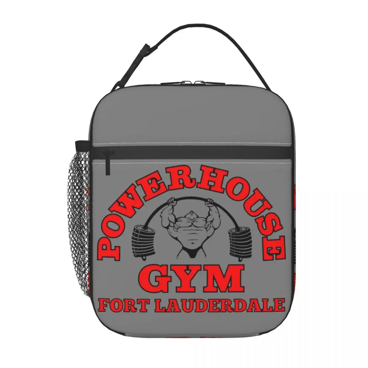 Custom Powerhouse Gym Insulated Lunch Tote Bag for Women Fitness Building Muscle Portable Thermal Cooler Food Lunch Box Travel