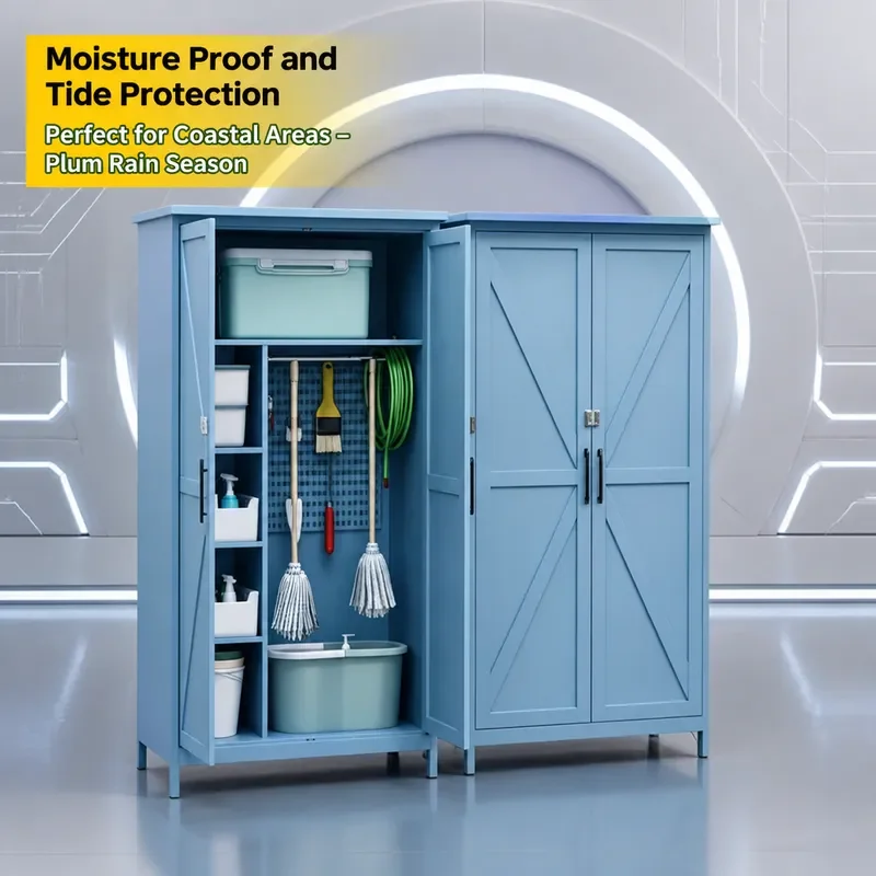 Outdoor Garden Tool Storage Cabinet Waterproof Sunscreen Locker for Fishing Gear Cleaning Mops and Housekeeping Supplies