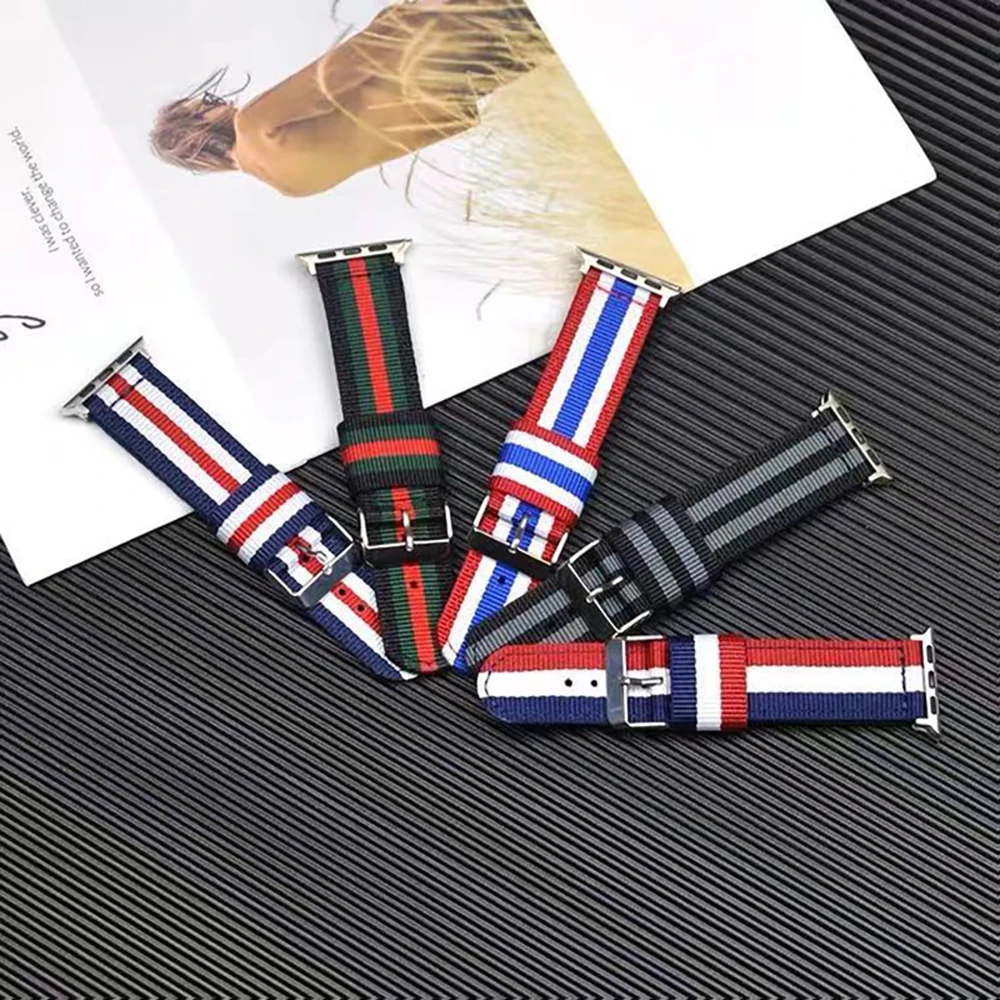 Canvas Nylon Band Voor Apple Horlogeband 46Mm 45Mm 41Mm 44Mm 40Mm 38Mm 49Mm Armband Iwatch Serie Ultra 10 9 8 7 Se 3 4 5 6