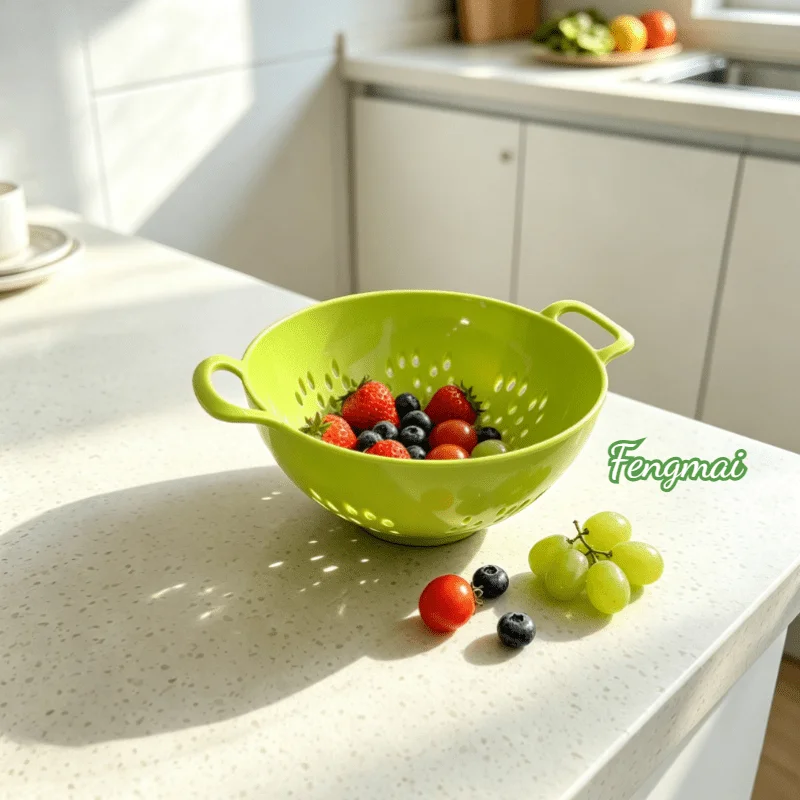 Fengmai 1PC Double Ear Drainage Blue, Kitchen Fruit And Vegetable Drainage Basket, Leaky Basin