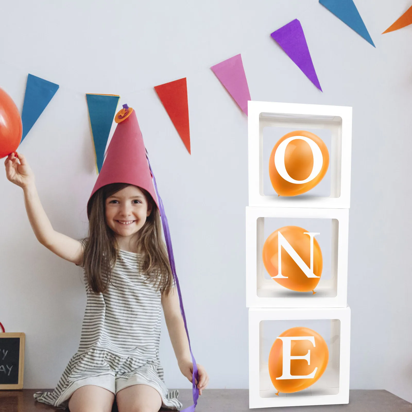 

Набор из 4 коробок для воздушных шаров для украшения на первый день рождения, прозрачные, легкие, устойчивые, портативные, для фотосессий, изысканные