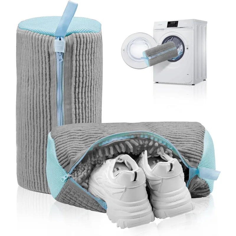 

Многоразовый мешок для стиральной машины с системой очистки из ультратонких волокон | Дизайн с застежкой-молнией, подходит для спортивной обуви.