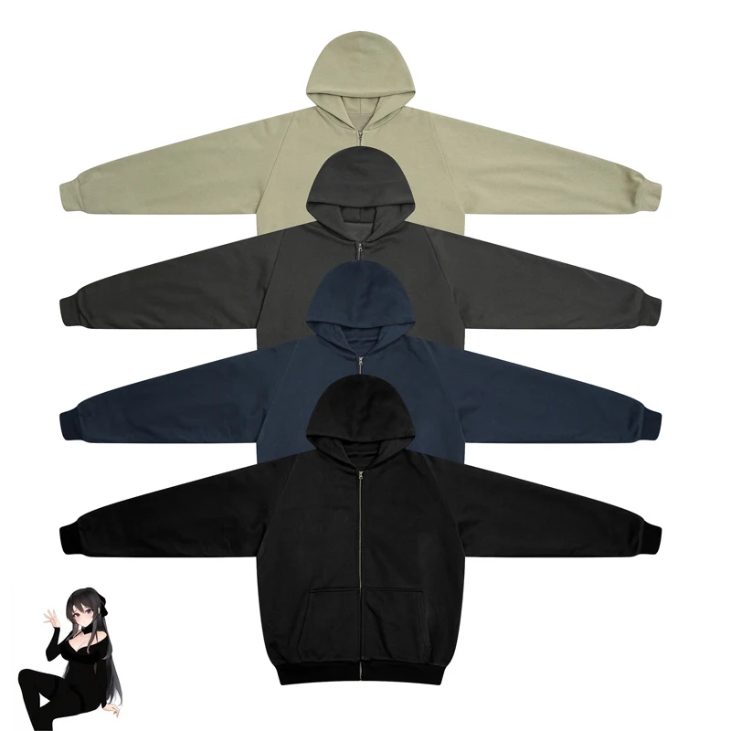 Double Layer Kanye West YZY Cardigan Zipper Hoodie Men Women Solid Color Streetwear Sweatshirts High Quaity Hooded Pullover