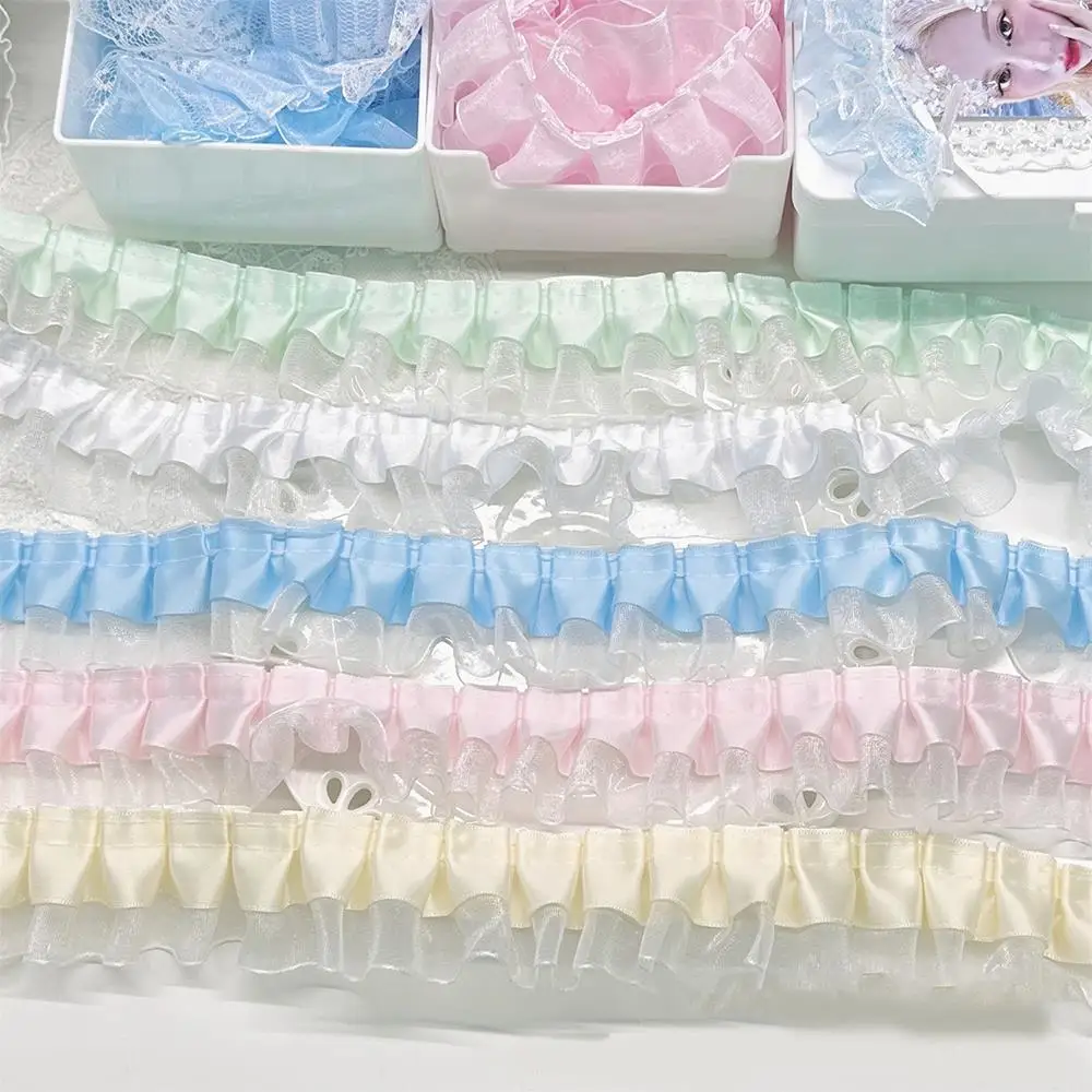 1 متر 4 سنتيمتر واسعة الأورجانزا الساتان مطوي شريطة من الدانتيل لوليتا أكياس النسيج الزخرفية كشكش تقليم DIY Ita حقيبة ديكور مواد التعبئة والتغليف #4