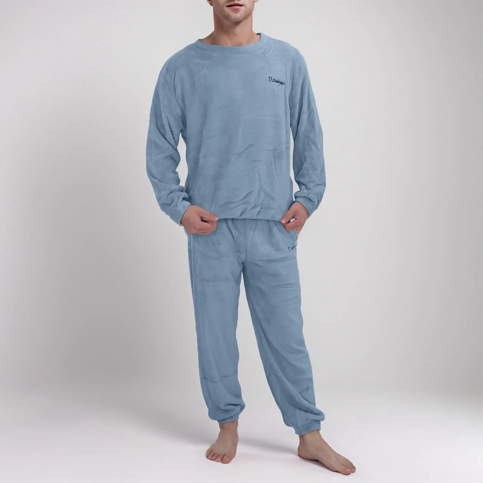 Pijamas de lana de Coral para hombre, conjuntos de piel para el hogar, franela grande, terciopelo grueso, cálido, juvenil, otoño e invierno, 2024