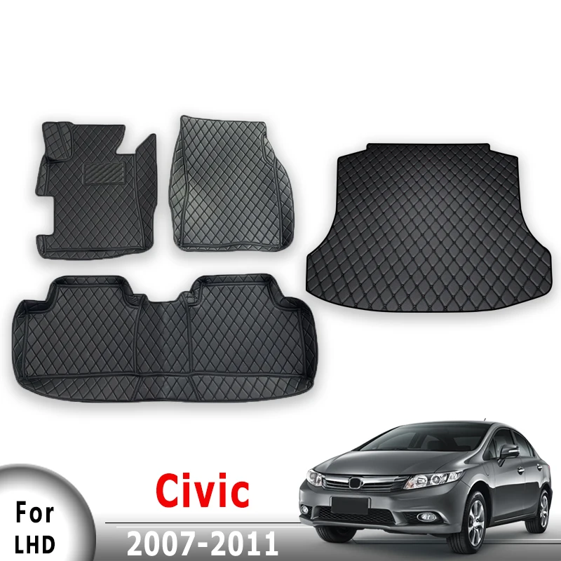 

Автомобильные коврики, коврики в багажник для Honda Civic 2007 2008 2009 2010 2011, чехол, автомобильные аксессуары для интерьера, подушечки для ног, водонепроницаемые педали