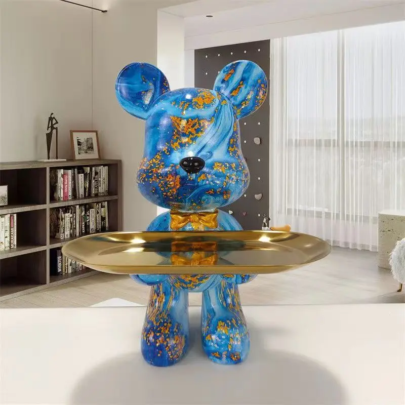 Violent bear ornament, two handed tray, piggy bank, living room entrance foyer, multifunctional storage