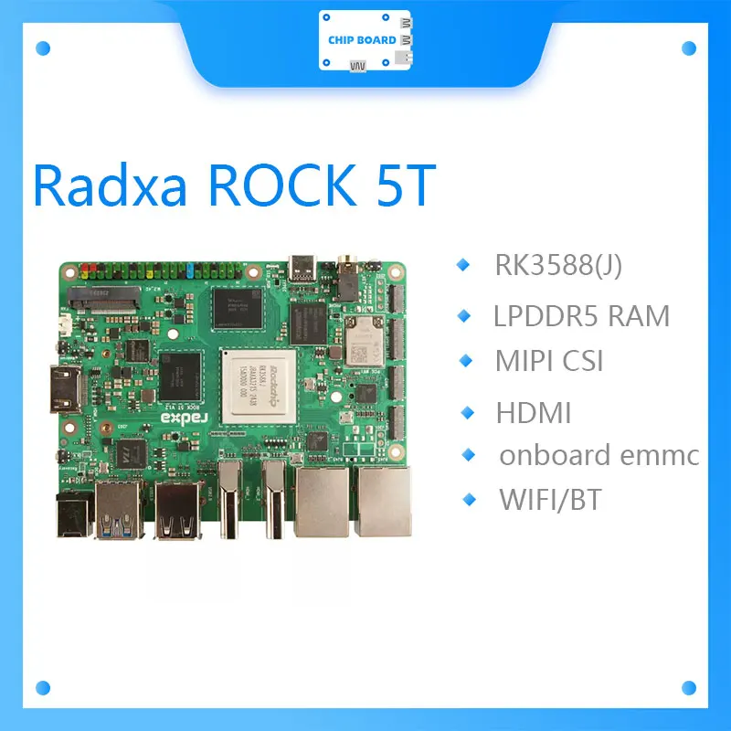 Radxa Radxa ROCK 5T RK3588,rockchip, 8-Core CPU Dual 2.5G Ethernet Ports LPDDR5 Industrial Grade
