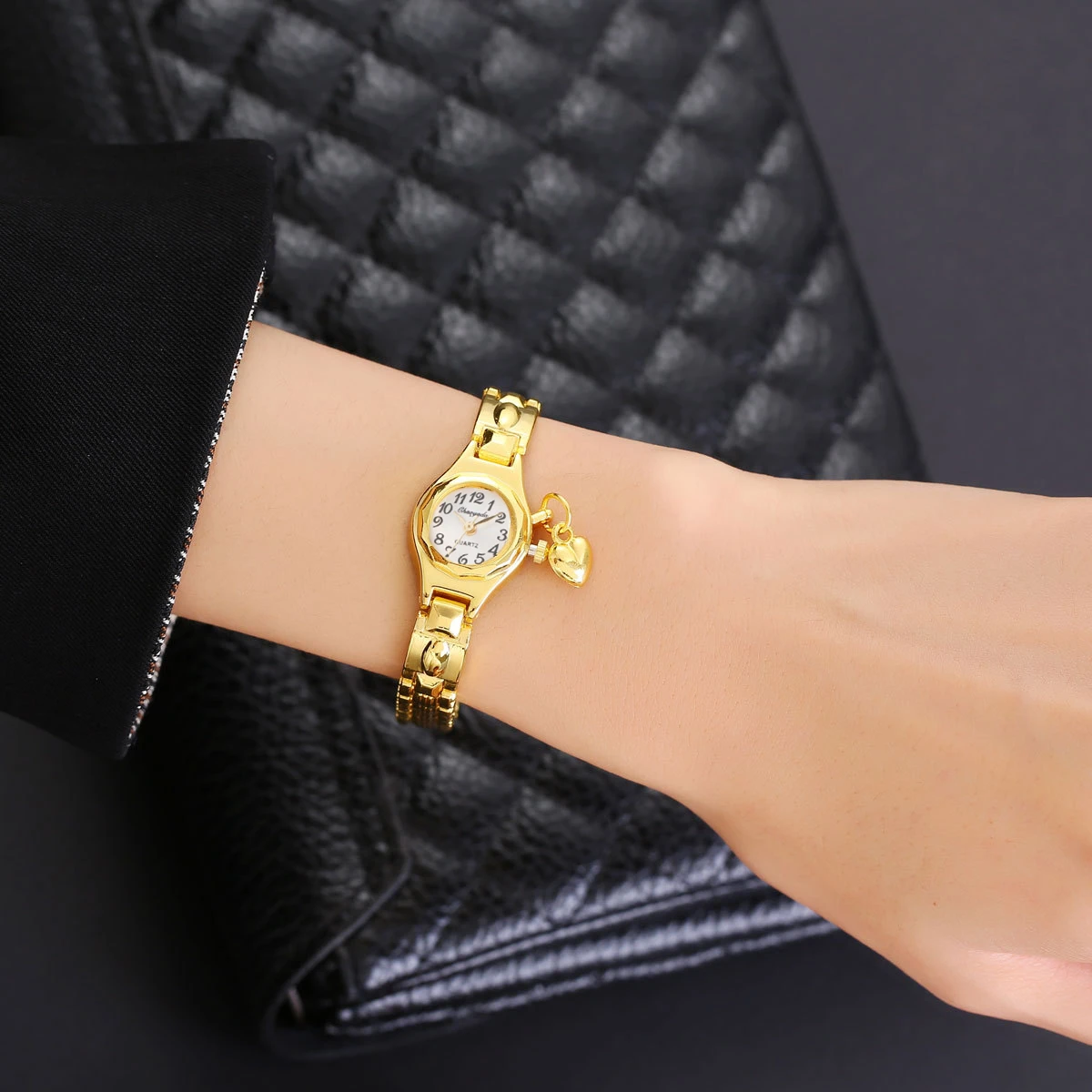 

Модные изысканные женские часы, роскошные золотые женские часы с маленьким циферблатом, браслет, кварцевые часы, винтажные элегантные женские часы Relojes Para Mujer