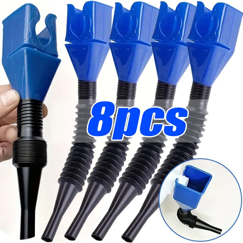 1/8pcs Telescopic Car Refueling Funnel Universal Engine Oil Gasoline Filter Transfer Funnels Tool Foldable Portable Funnels