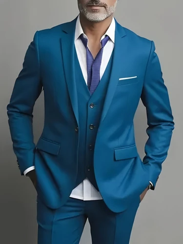 Imagen 2 del producto Traje informal de negocios para hombre para bodas, chaqueta auténtica, chaleco y pantalones, chaleco grande y alto, chaleco ajustado, pantalones de vestir, talla estadounidense