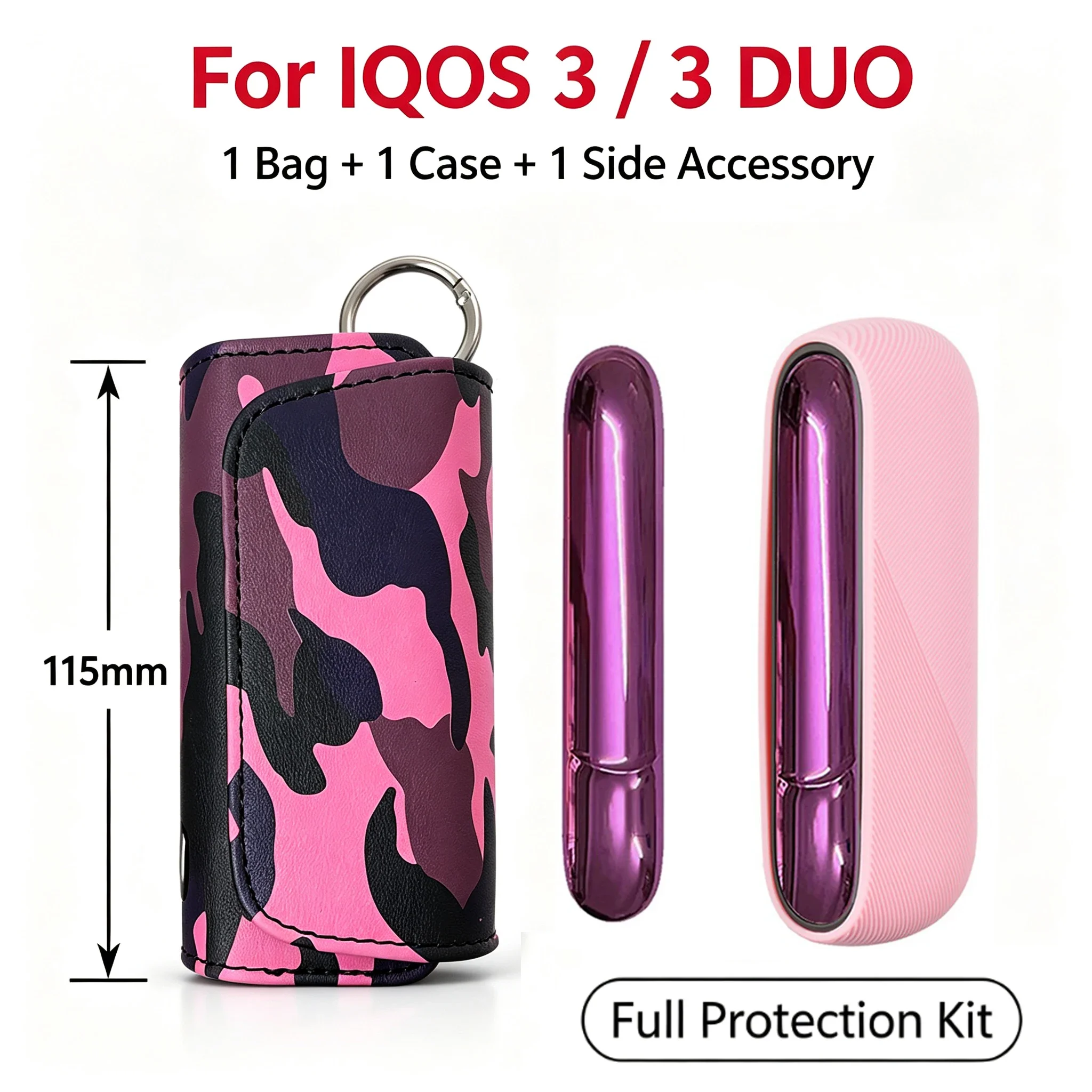 Set Side Cover Full Protective Case for IQOS 3 DUO Case for IQOS 3.0 Case E Cigarette Accessories Camouflage PU Leather Bag