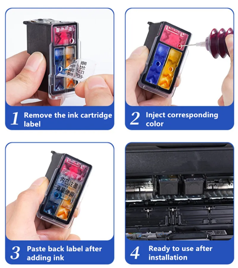 Compatible Refillable Ink Cartridge For HP 63 63XL for 3830 5255 5258 4520 4512 4513 4516 1112 1110 3630 3632 3634 2130 2132