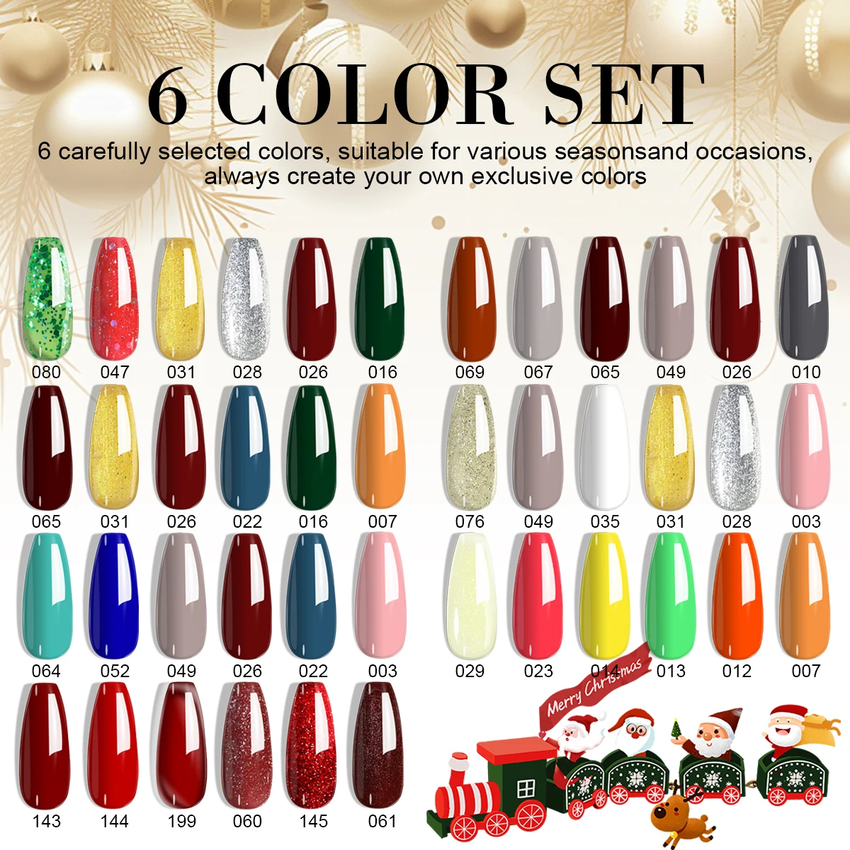 LIMEGIRL 8Pcs Christmas Nail Polish Gel Set with Halloween Box Semi-Permanent Soaking Varnish Base&Top Coat Polish Nail Gel Kit