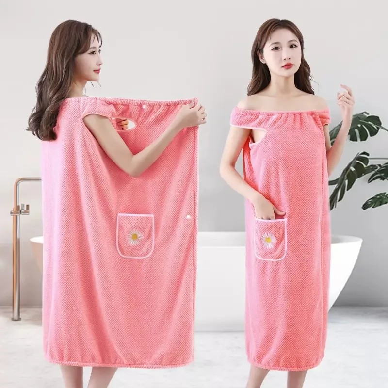 Women's Ultra Absorbent Polyester Bathrobe Towel Maxi Wrap Skirt Design Quick-Dry Washable for Spa, Beach & Home Bath Essentials