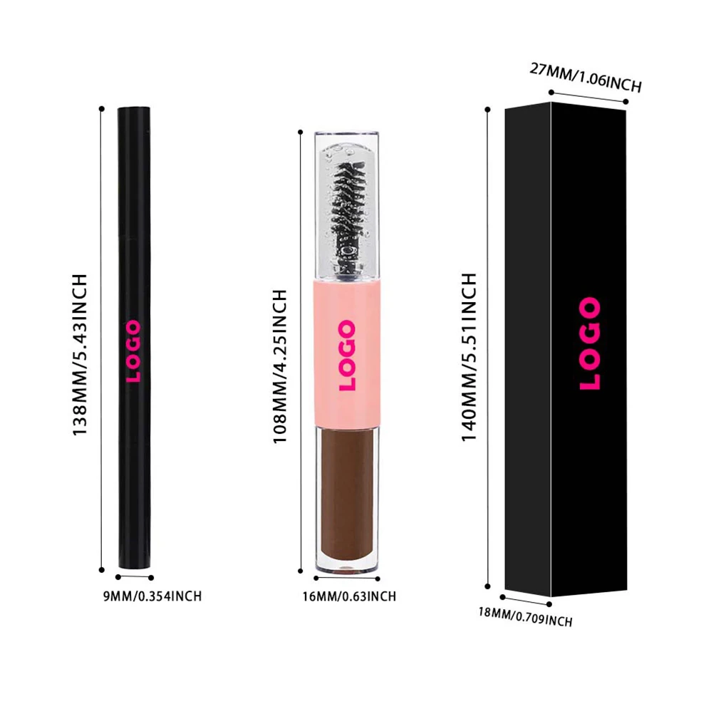 4-farbiges Private Label Augenbrauen-Creme-Set, individuelles Logo, Augenbrauen-Gel-Tönungsstift-Set, wasserfest, nicht verschmierend, Groß-Make-up im Großhandel