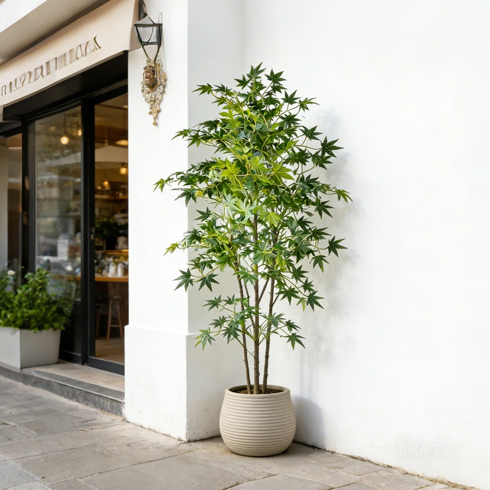 Árbol de arce artificial grande de 70-140 cm, plantas tropicales de palma artificial, hojas de arce de seda, planta de ficus artificial para decoración del hogar y jardín.