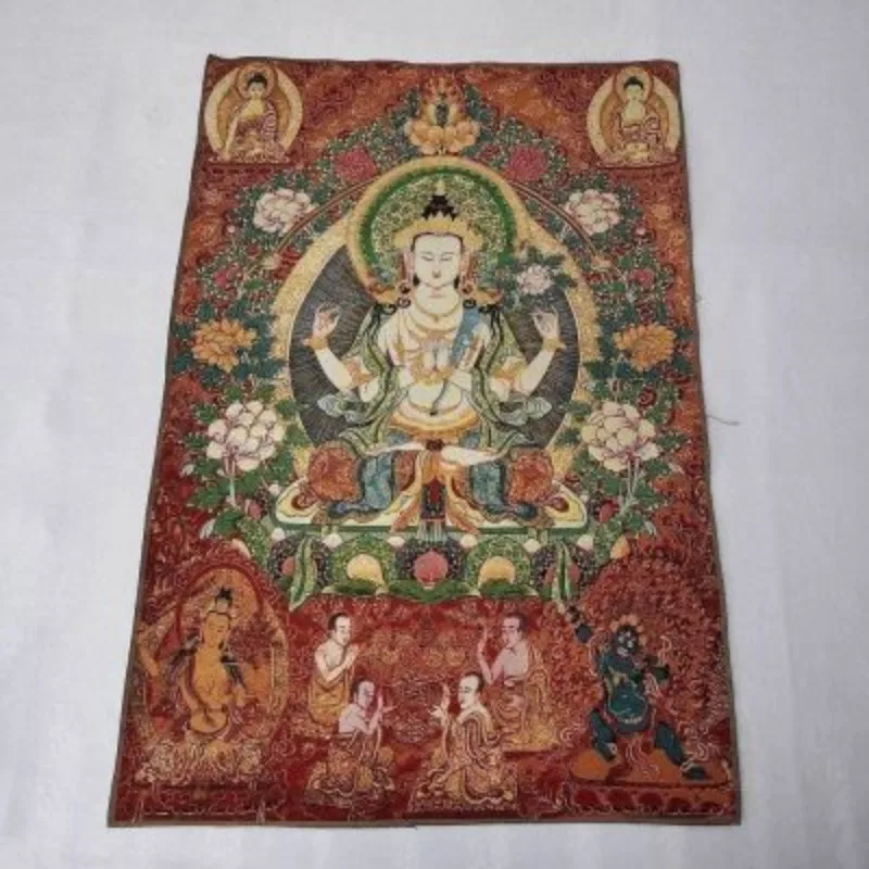 Tibet Tibetan Cloth Silk Lotus guanyin white tara Thangka Tangka Embroidery Painting