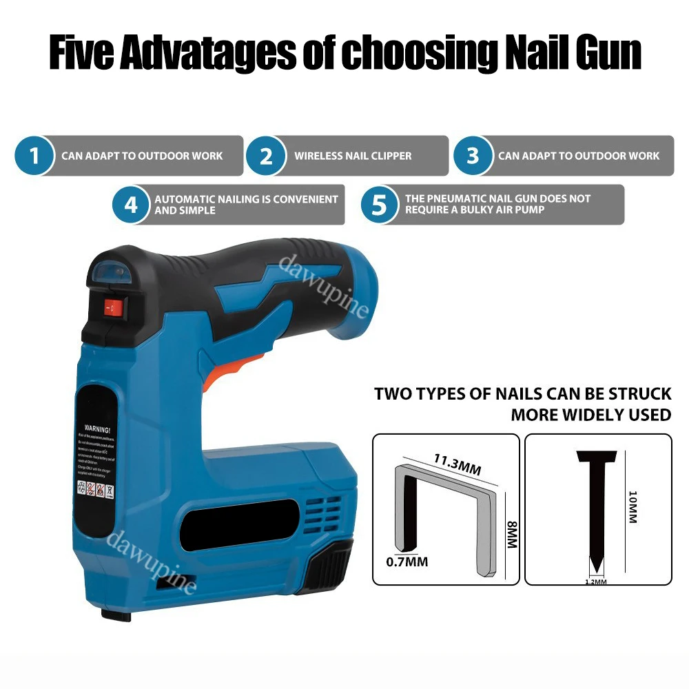 

Power Tool Accessories Cordless Electric Tacker Nailer DIY Staple Gun Stapler USB Charging Air Nail Gun with 2000pcs Staples