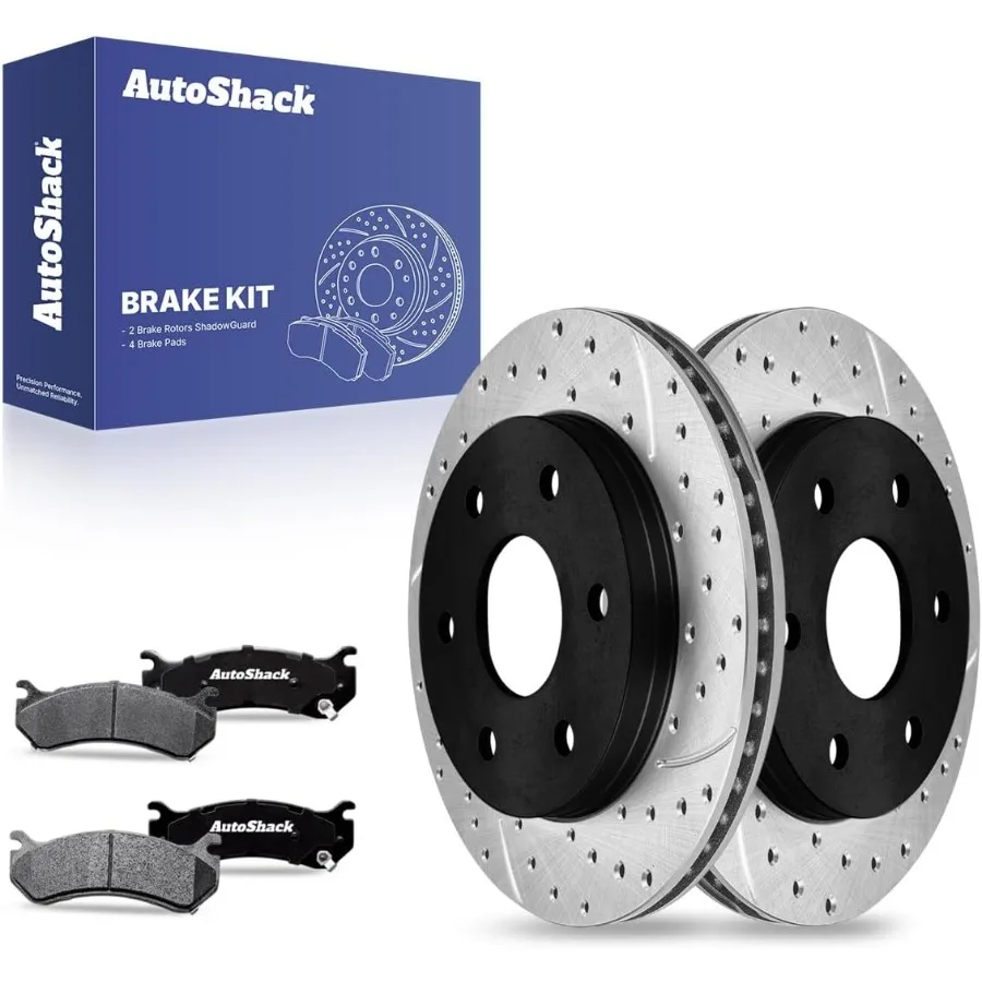 

Front Vented Drilled Slotted Brake Rotors 12.01 305 mm E-Coated + Ceramic Brake Pads Replacement Kit for 2007 GMC Sierra 1500 C