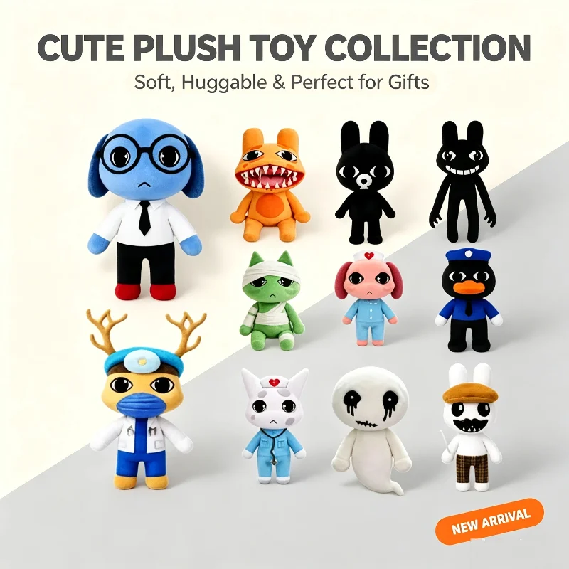Cute Cartoon Animal Hospital Stuffed Plush Dolls Soft Animal Figure Plush Horror Gentle Mixed Style Fluffy Collectible Dolls