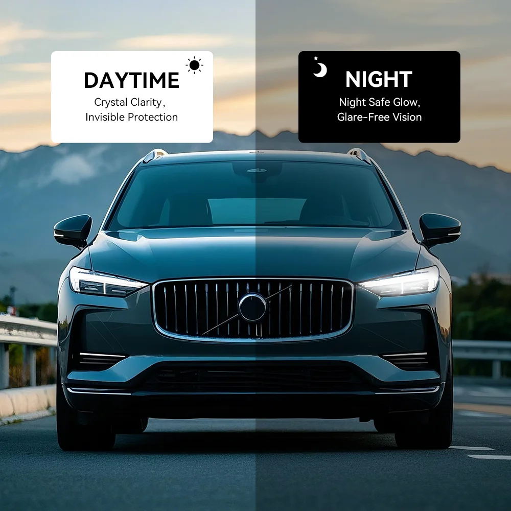 Moben Hoge Kwaliteit Anti-Kras Geen Vergeling Meekleurende TPU Glanzend Donker/Licht Zwart Auto Koplamp Beschermfolie PPF Sticker