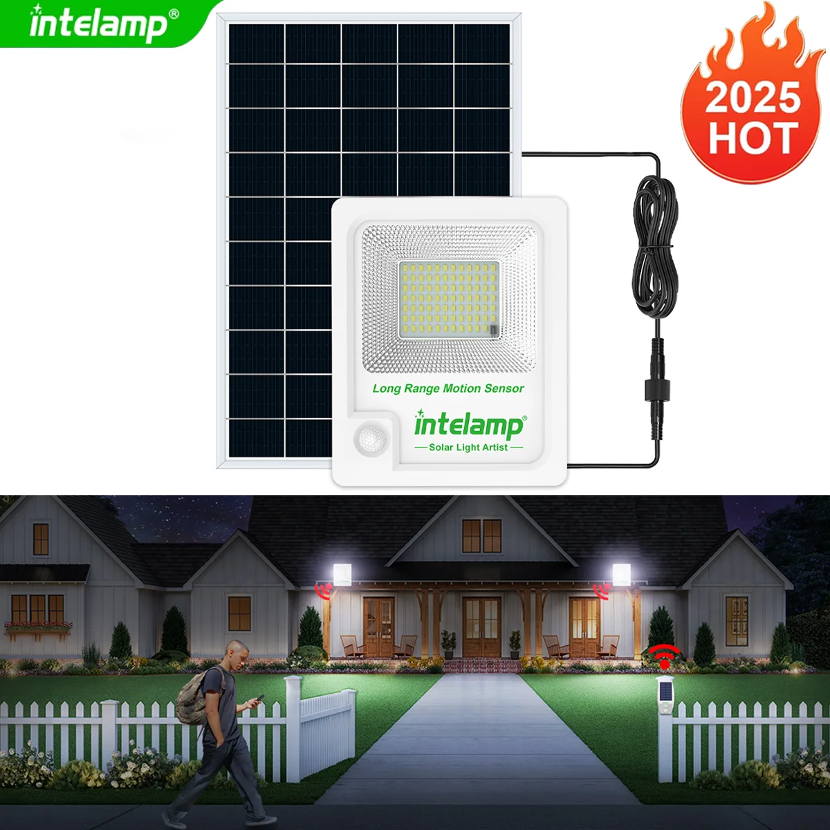 

3000LM Led Solar Light High Bright Solar Flood Light Waterproof Outdoor Garden Wall Light with Big Solar Panel For Garden Yard