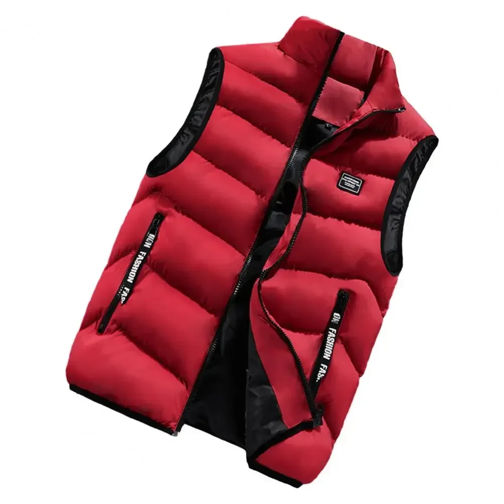 

New Stand Collar Zipper Men Vests Stylish Sleeveless Waistcoat Trend Warmth Men Winter Vest Brand Winter Windproof Padded Vest