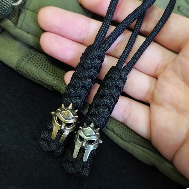 Edc Retro Paracord Verschluss Regenschirm Seil Ritter Helm Maske DIY geflochtene Messer Perlen Lanyard Zubehör im Freien