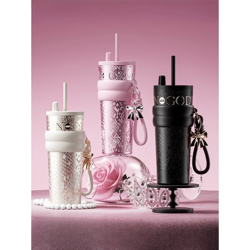 

Thermos cup, large-capacity girls' gifts, high-value birthday gifts, ceramic liner, ice-preserving straw, water cup.