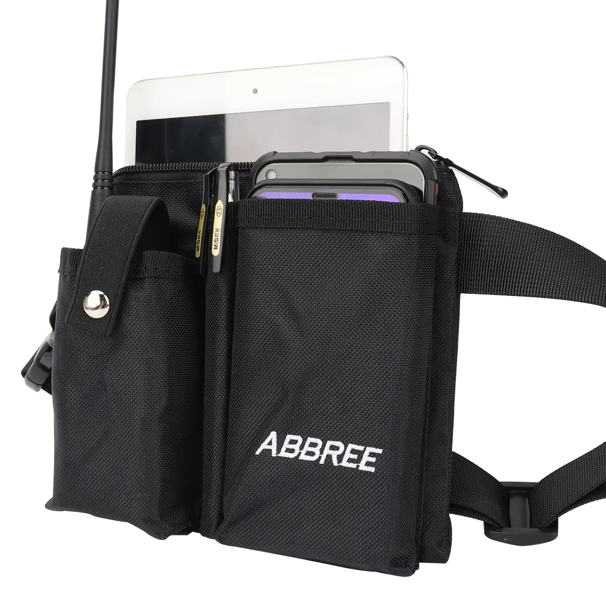 ABBREE กระเป๋าคาดเอวสำหรับร้านอาหารบาร์โรงแรมร้านกาแฟพนักงานเสิร์ฟกระเป๋าเงินผ้ากันเปื้อนกระเป๋าสำหรับ Baofeng UV-5R 888S UV-S9 เครื่องส่งรับวิทยุ