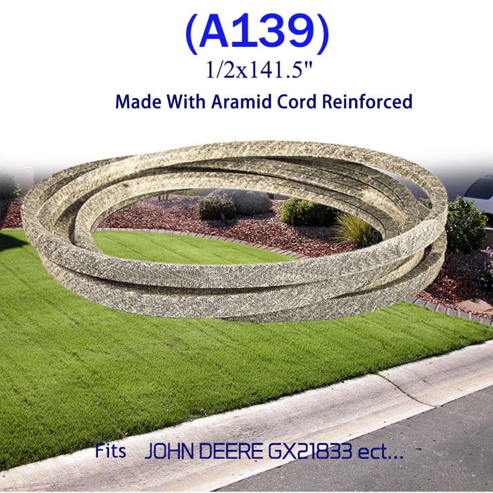 

Heavy Duty Lawn Mower Belt 1/2" x 141.5" A139 For John Deere D160 L130 Toro Timecutter SS 5000 50" Aramid