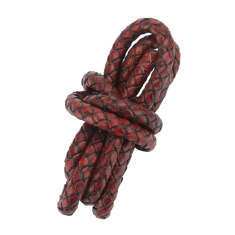 Mibrow 2meters Round Vintage Genuine Leather Cords 3/4/5/6mm Cow Leather Cord String Rope for Bracelet Jewelry Making Supplies