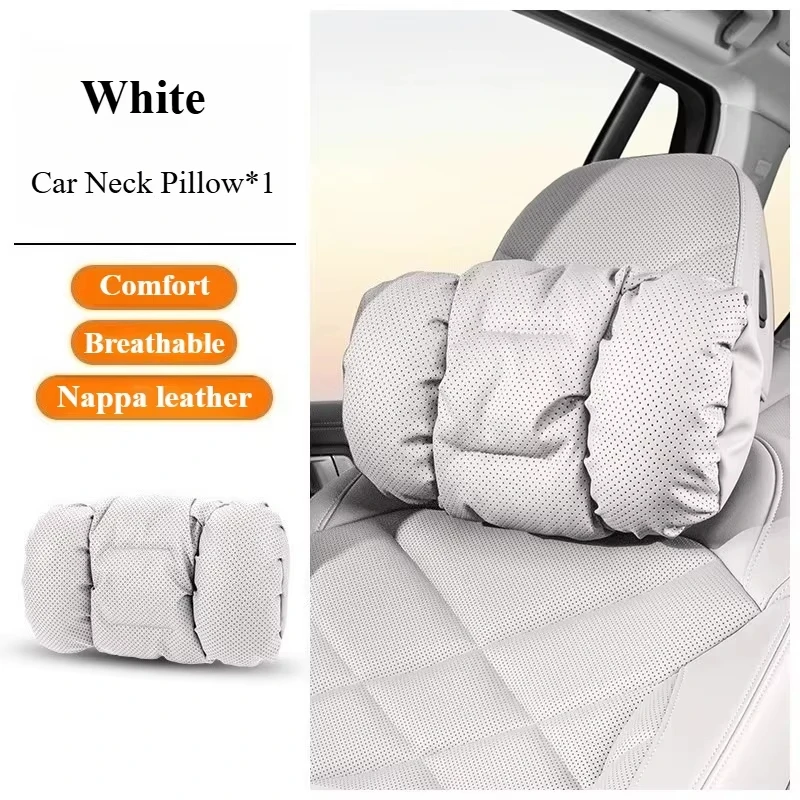 Napa-Leder Auto-Kopfstütze Nackenstütze Sitz-Lendenkissen, Auto-Nackenkissen, Lendenkissen, Geeignet für Verschiedene Autos – Detail 17