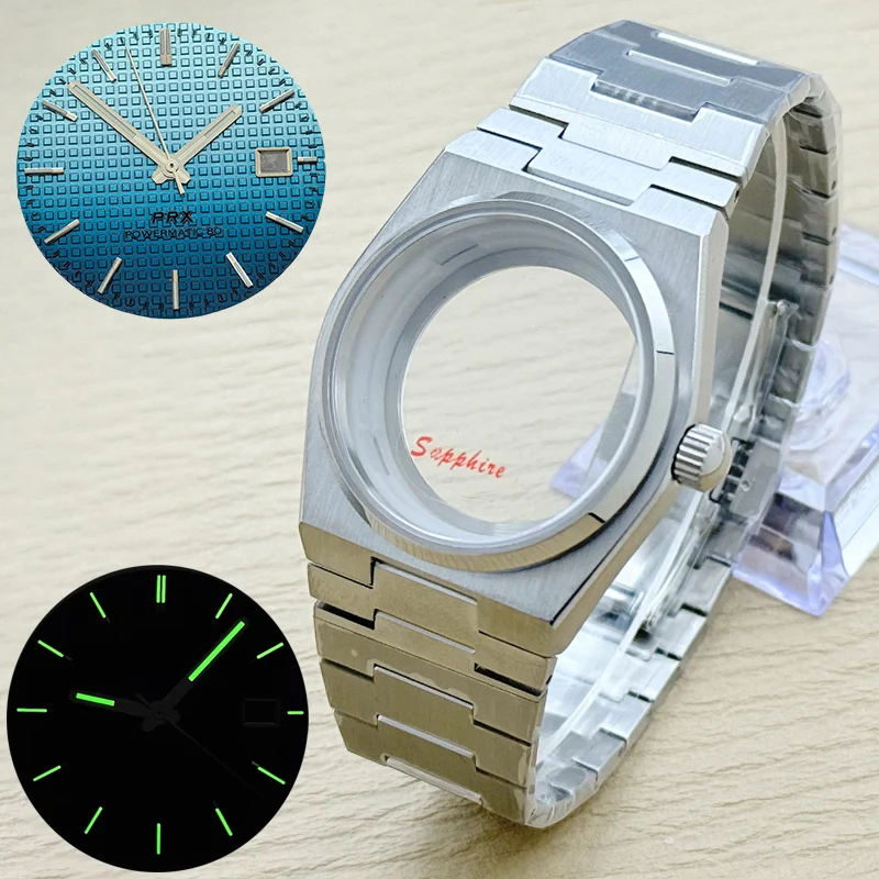 

40mm PRX Super Player Watch Sapphire Glass Cases Fits NH35 NH36 4R35 4R36 Movement Transparent Back Cover With Dial and Hands