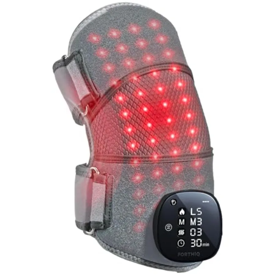 

Массажер для коленей с подогревом и красной светотерапией для снятия боли, наколенник с 2 длинами волн, 3 режимами массажа и 4 режимами пульсации, 5 режимов нагрева