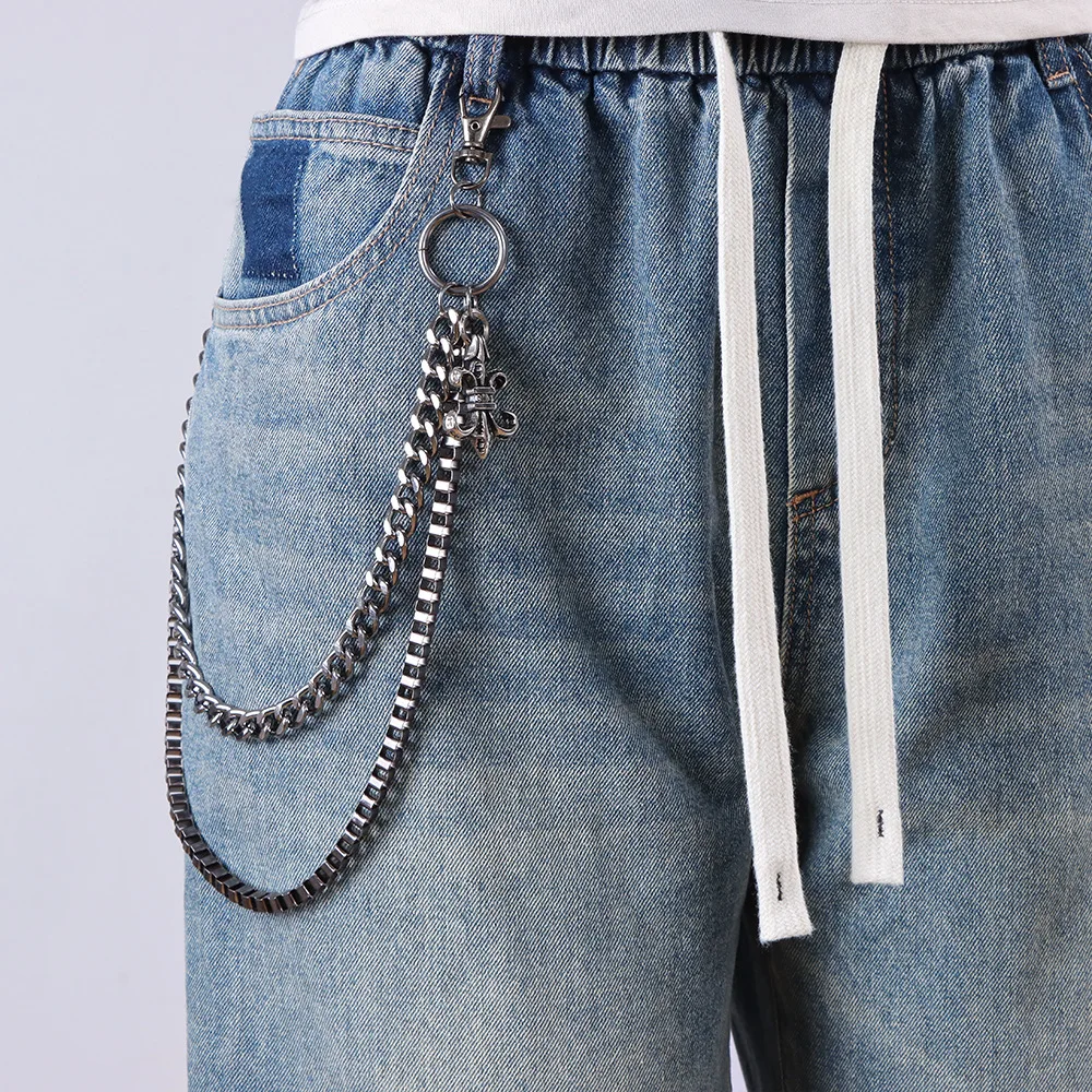 Fashion Punk Hip-hop Trendy Belt Waist Chain Multilayer Male Wallet Chain Pants Chain Men Jeans Punk Black Metal Pants Chains