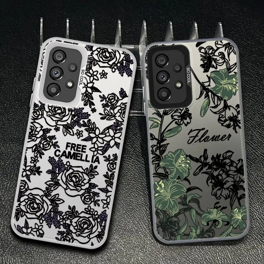 Case for Samsung Galaxy A37 A12 A15 A16 A32 A34 A13 A14 A24 A25 A36 A57 A23 A26 A31 A35 A17 Phone Cover Artistic Flower Lines