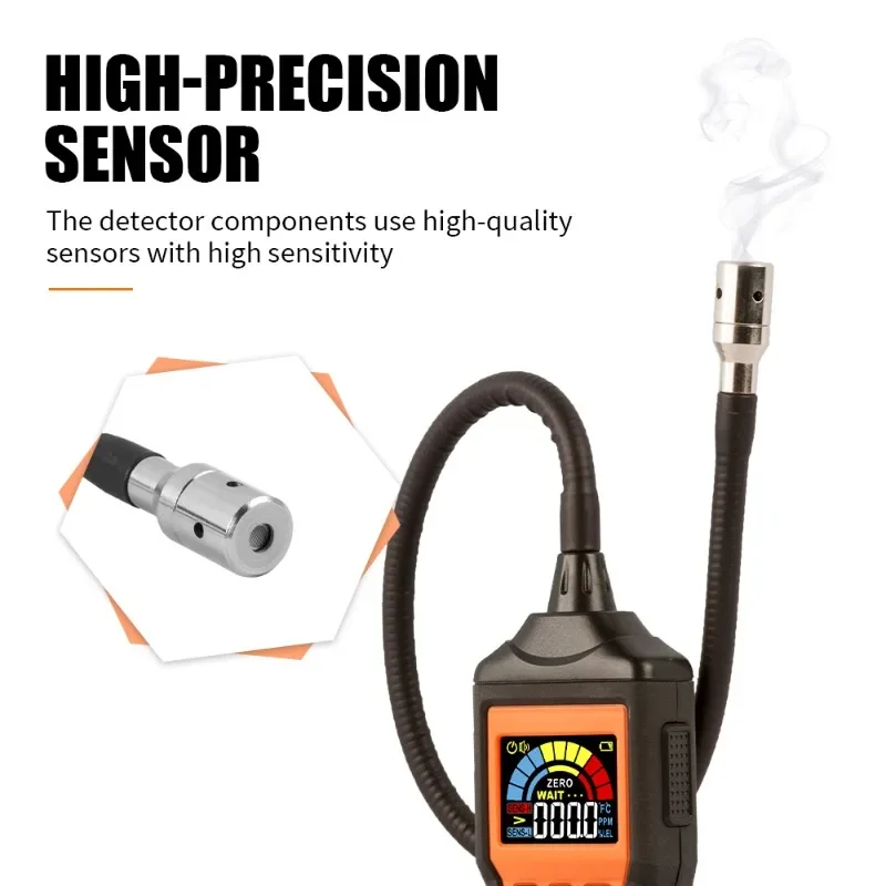 Gas Analyzer Gas Leak Detector Meter Combustible Flammable Natural Air Tester 9999PPM 20% LEL Visible Audible Alarm Smart Sensor