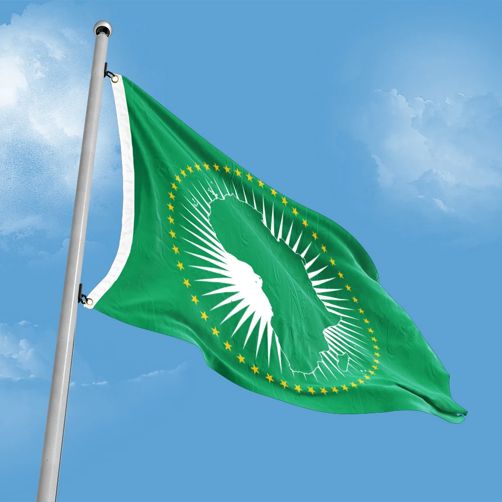 African Union Flag 3ft x 5ft Polyester Banner Flying 90* 150cm Double Penetration Custom Outdoor Indoor Fine Sewing