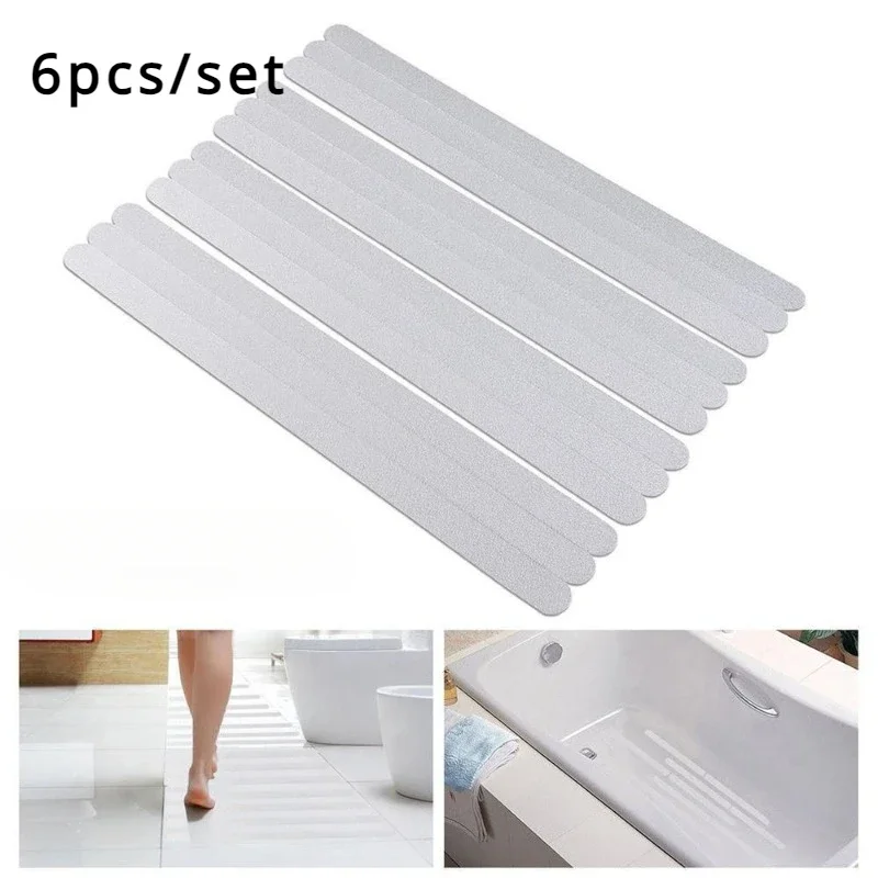 6pcs/set Anti Slip Bath Grip Stickers Non Slip Shower Strips Flooring Safety Tape Bathroom Accessories