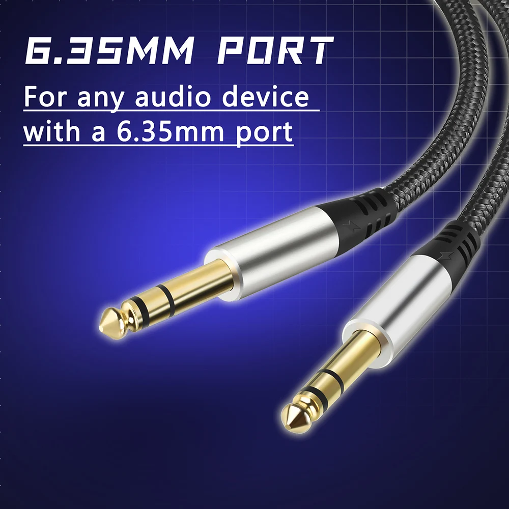 6.35mm TRS Cable 1/4 inch Male to Male Jack Stereo Audio Interconnect Cord Guitar,Bass,Keyboard,Mixer,Amplifier,Amp,Speaker