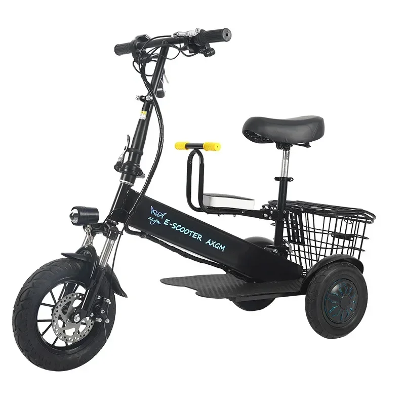 Electric Tricycle 500W 36v 13AH Scoote with Basket Electric 3Wheel Adult Portable Mini Foldable Parent-child Electric Scooter