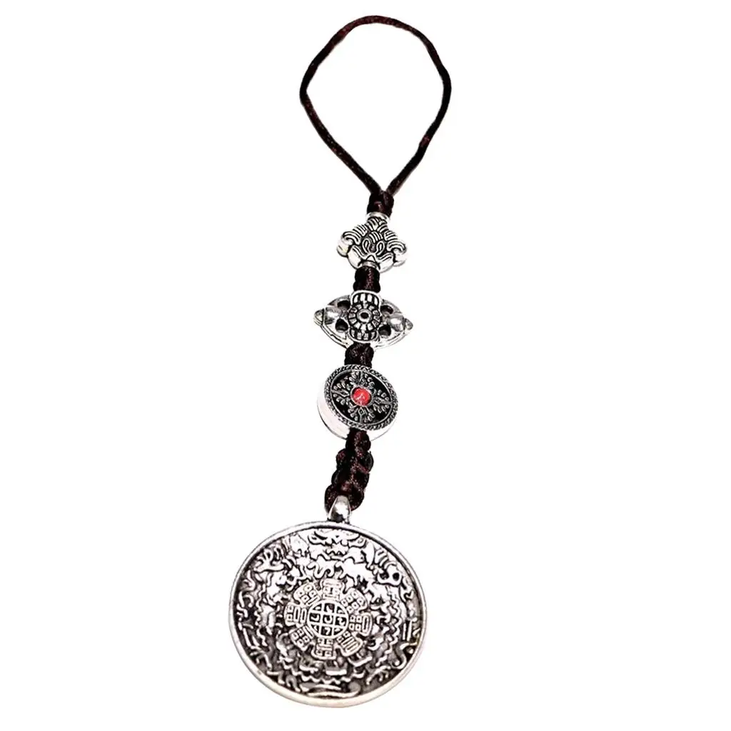 Eight-trigrams Car Hanging Copper Amulet Pendant Necklace Double Sided Ornament for Mindfulness and Luck