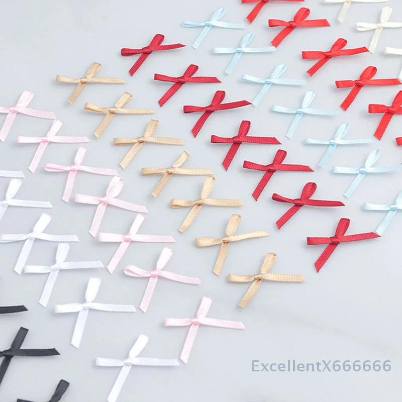 100pcs 20mm-30mm  DIY CraftsEmbellishment Crafts Accessory Decoration Supplies Small Size Satin Ribbon Bow Flower